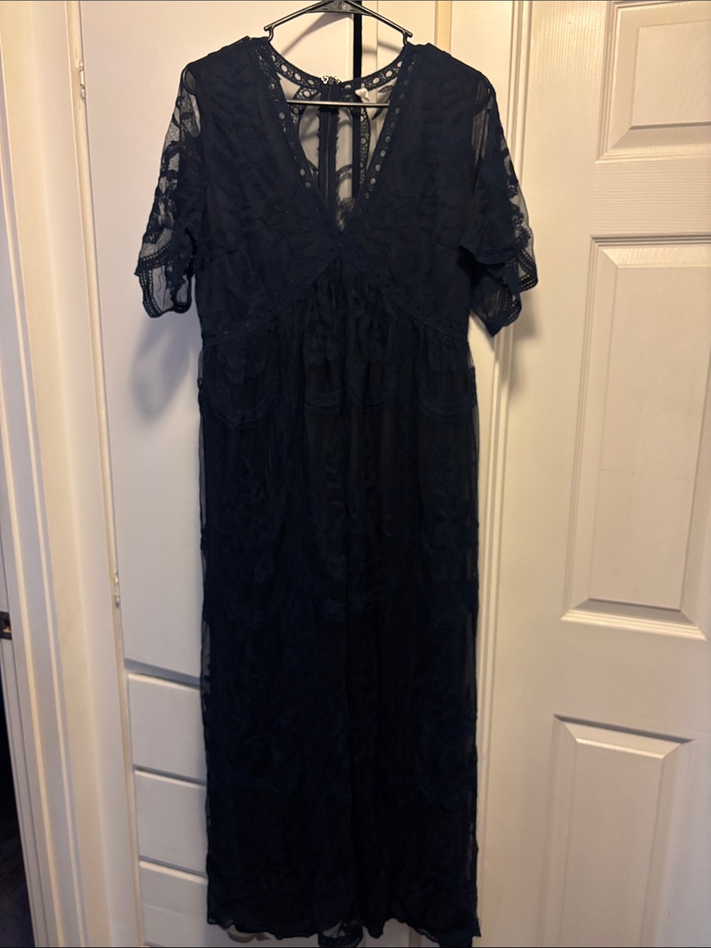 Pinkblush Navy Lace Maxi Dress with V-Neck